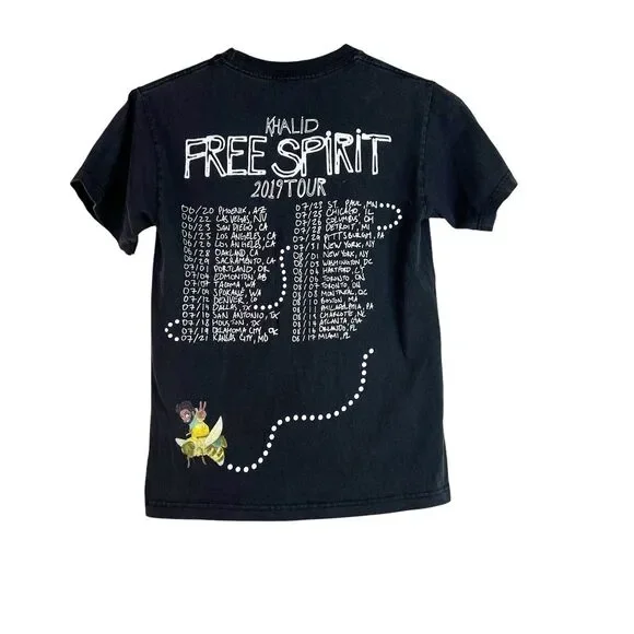 Khalid Free Spirit 2019 Tour Concert Short Sleeve T Shirt Unisex Black Size S - Picture 2 of 9